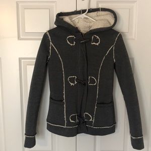 me jane grey hooded toggle sweater jacket